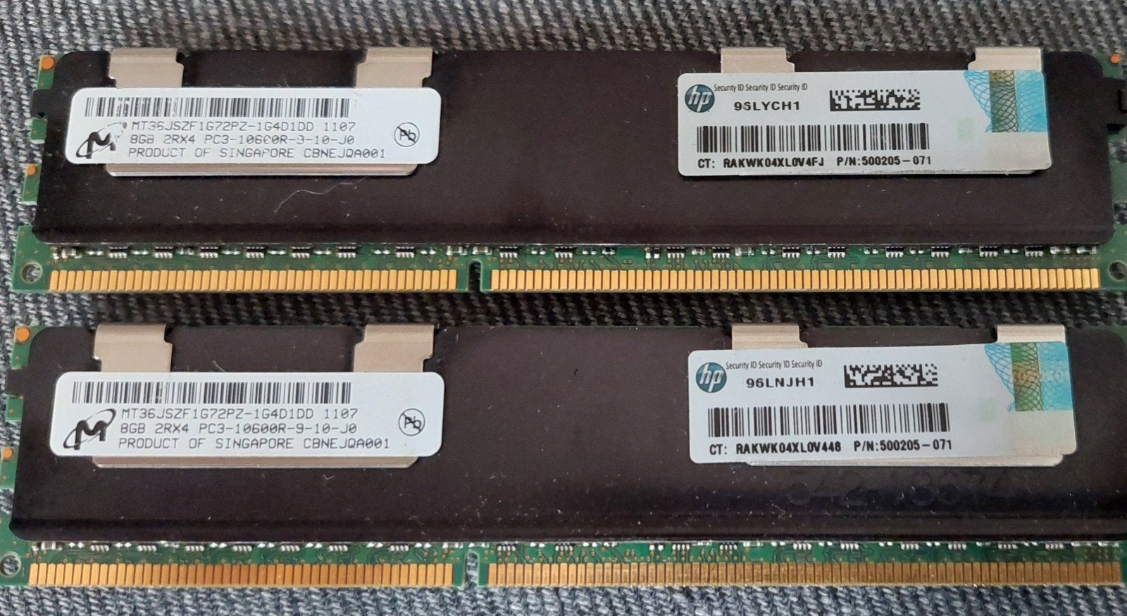 HP 8GB PC3-10600R DDR3 ECC Server Geheugen (2 stuks), Computers en Software, RAM geheugen, Gebruikt, Server, 8 GB, DDR3