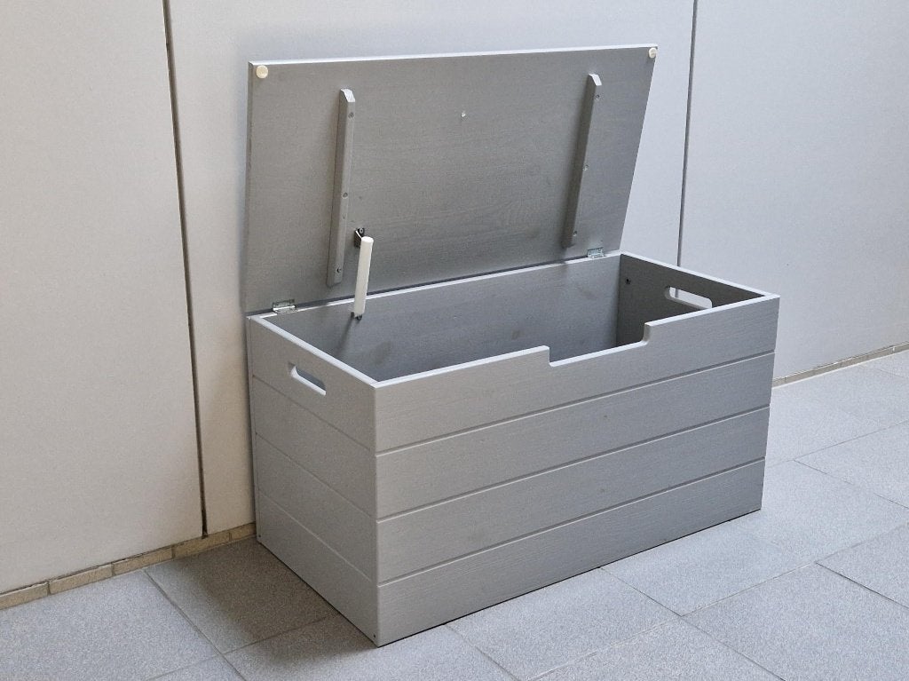 Grijze opberg kist van hout., Huis en Inrichting, Woonaccessoires | Kisten, Ophalen, Minder dan 50 cm, Gebruikt, 50 tot 100 cm