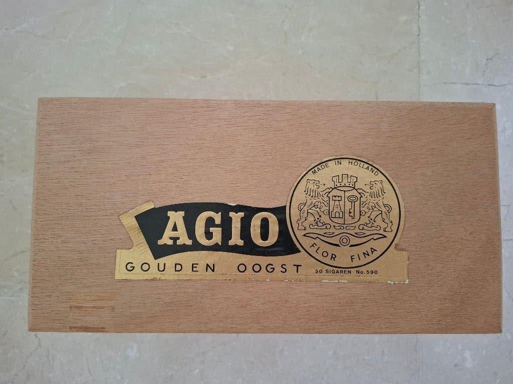 Agio sigarenkistje van hout, Verzamelen, Rookartikelen, Aanstekers en Luciferdoosjes, Ophalen of Verzenden, Zo goed als nieuw