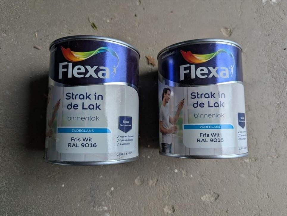 2x Flexa strak in de lak ral 9016 NIEUW, Ophalen, Nieuw, Wit, Lak