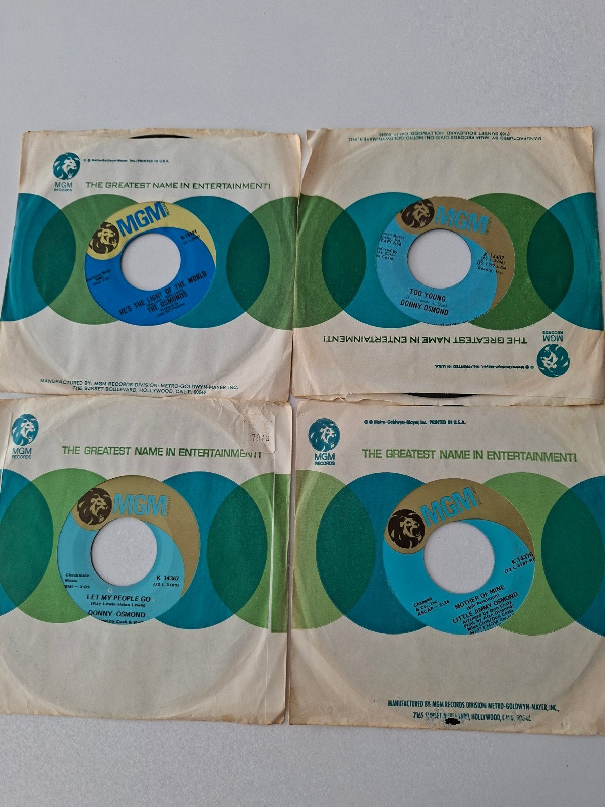 5 Donny Osmond & The Osmonds singles - MGM Records, Gebruikt, 7 inch, Ophalen of Verzenden, Pop