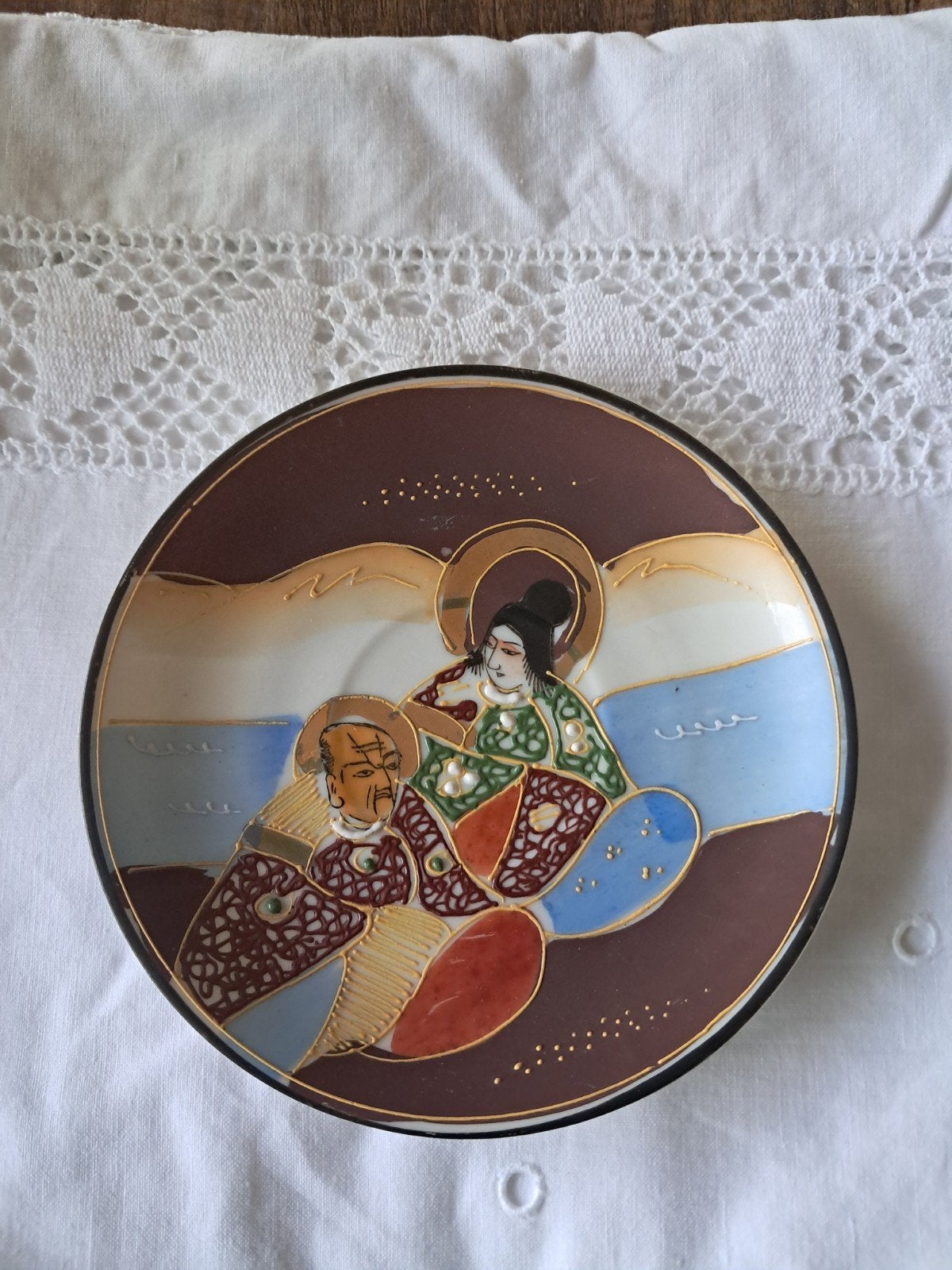 Vintage satsuma moriage japans porceleinen schotels, Ophalen of Verzenden