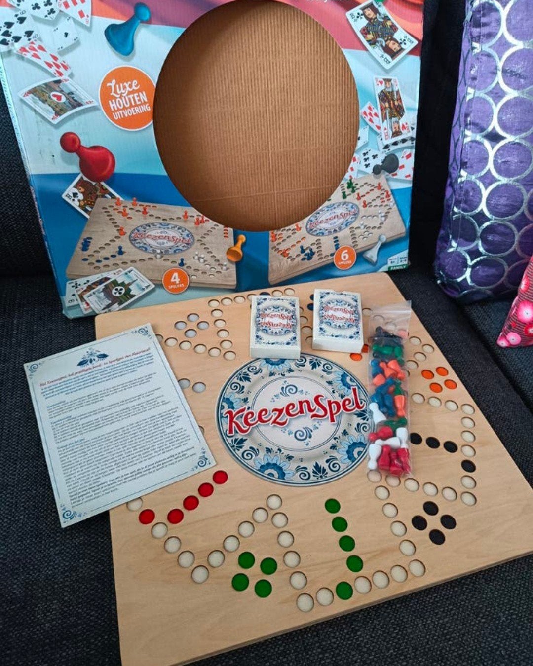 Luxe XL Keezenspel - Houten Uitvoering voor 4-6 Spelers, Hobby en Vrije tijd, Vijf spelers of meer, Ophalen of Verzenden, Zo goed als nieuw