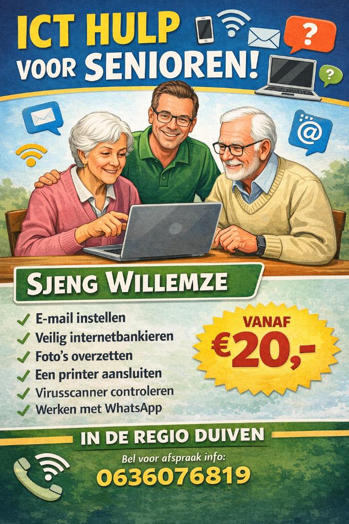 Geduldige computerhulp voor senioren (aan huis), Computers en Software, Ophalen of Verzenden, Onbekend