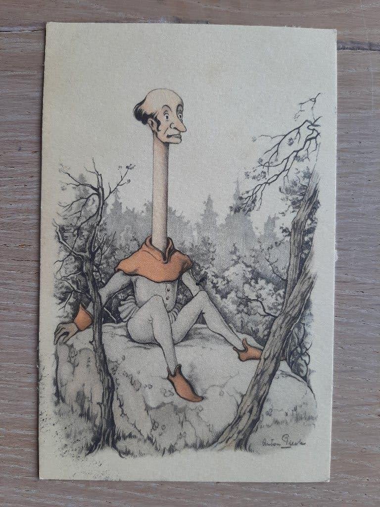 oude getekende kaart De Efteling Anton Pieck, 1961 De Lange, Verzamelen, Verzenden, 1960 tot 1980, Gelopen, Overige thema's