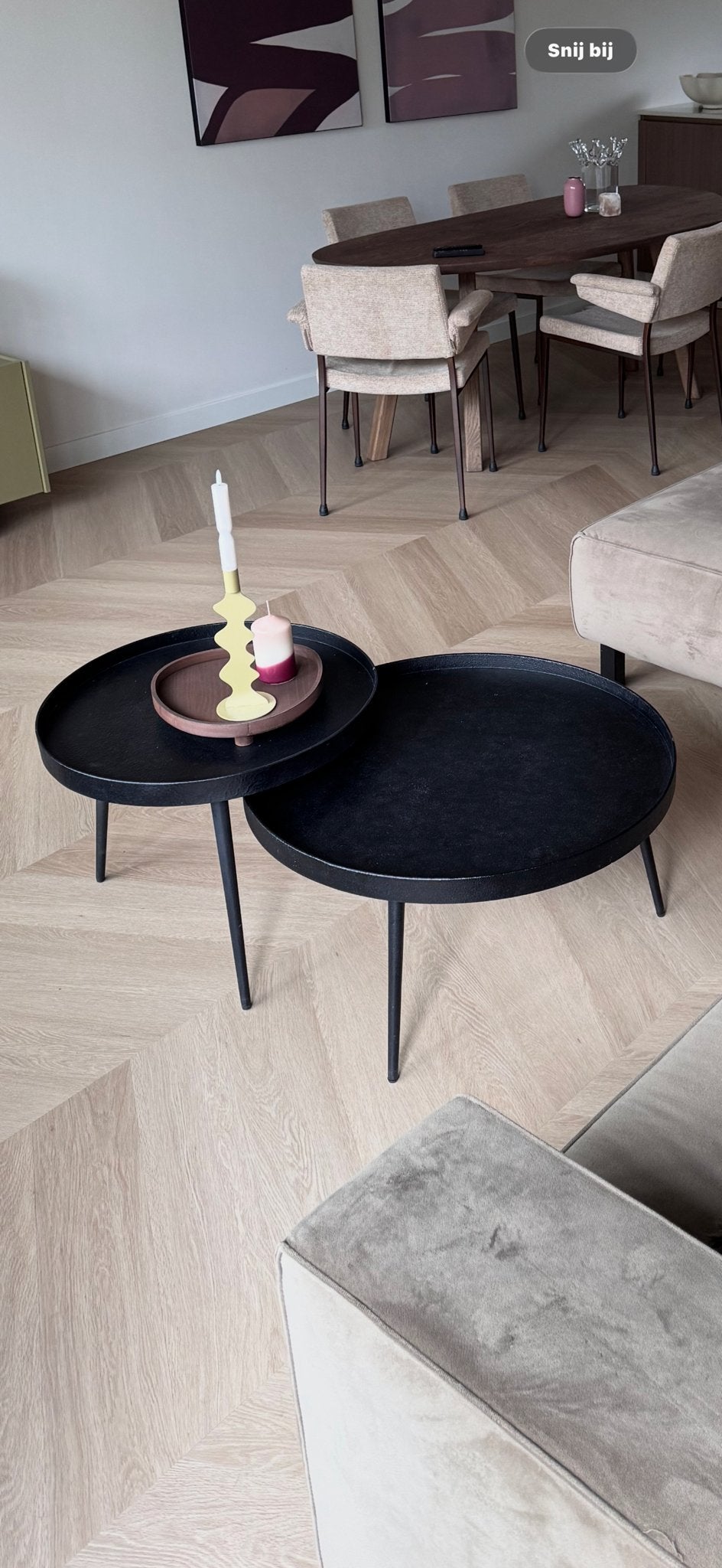Zwarte Salontafels Set van 2 - Modern Design, Ophalen, Rond, Nieuw, 50 tot 100 cm