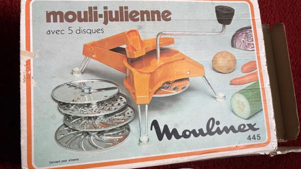 Mouli Julienne , groentesnijder VINTAGE, met doos, Verzenden, Zo goed als nieuw