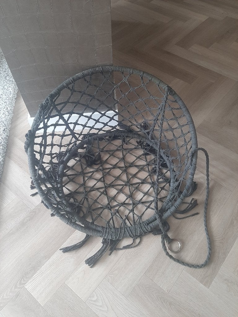 Zwarte hangstoel, Ophalen of Verzenden, Gebruikt, Metaal