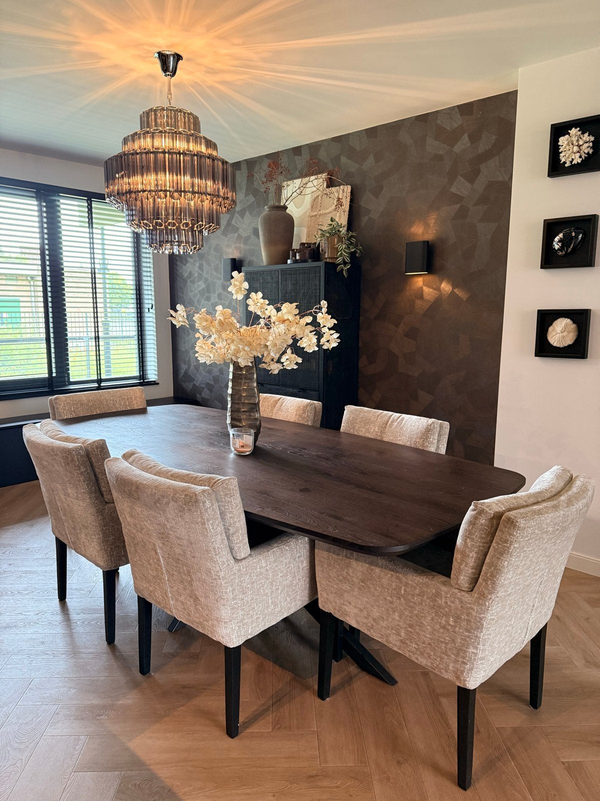 Elegante eetkamerstoelen - Set van 6, Ophalen, Overige kleuren, Zo goed als nieuw, Stof