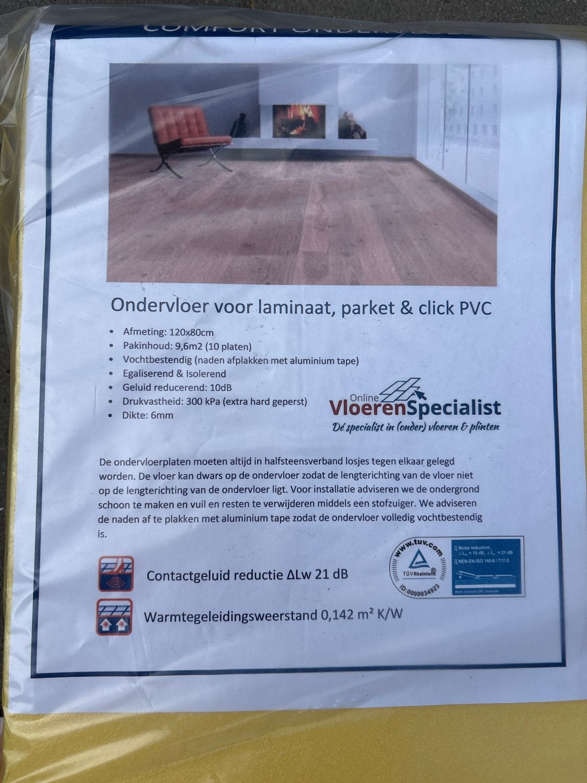 Ondervloer voor laminaat, parket & click PVC, Ophalen, Nieuw, 5 tot 10 m², Laminaat