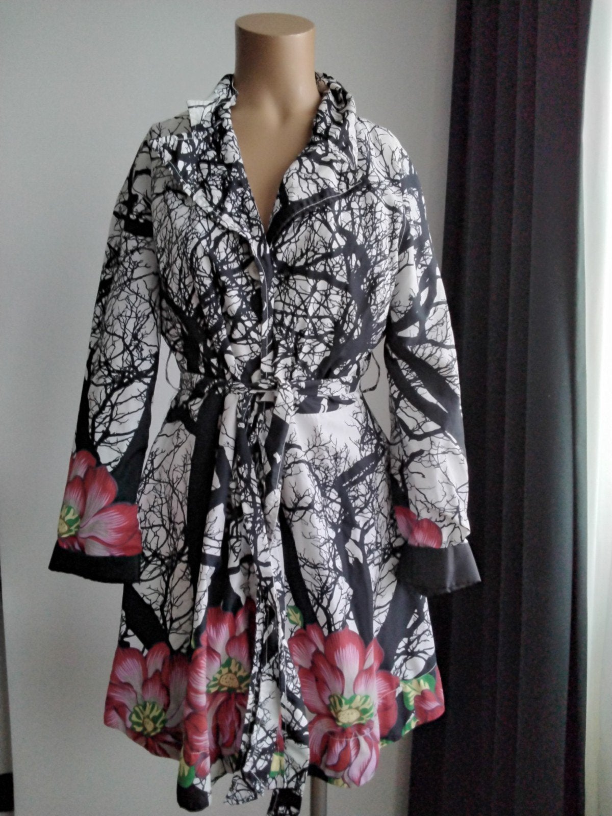 Desigual jas met boomprint en bloemen -40, Kleding | Dames, Maat 38/40 (M), Zwart, Ophalen of Verzenden, Desigual