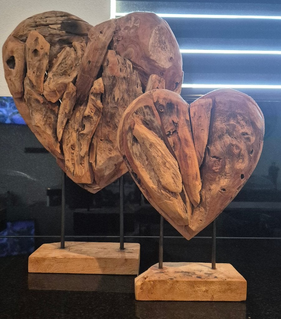 Robuuste Houten Harten Set, Huis en Inrichting, Woonaccessoires | Kransen, Ophalen of Verzenden, Nieuw, Ornament, Hout