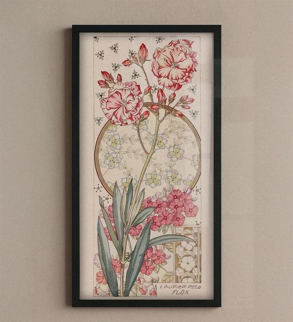 Art nouveau Bloemen jugendstil Verticale kunst poster, Verzenden, Nieuw, A1 t/m A3, Overige onderwerpen