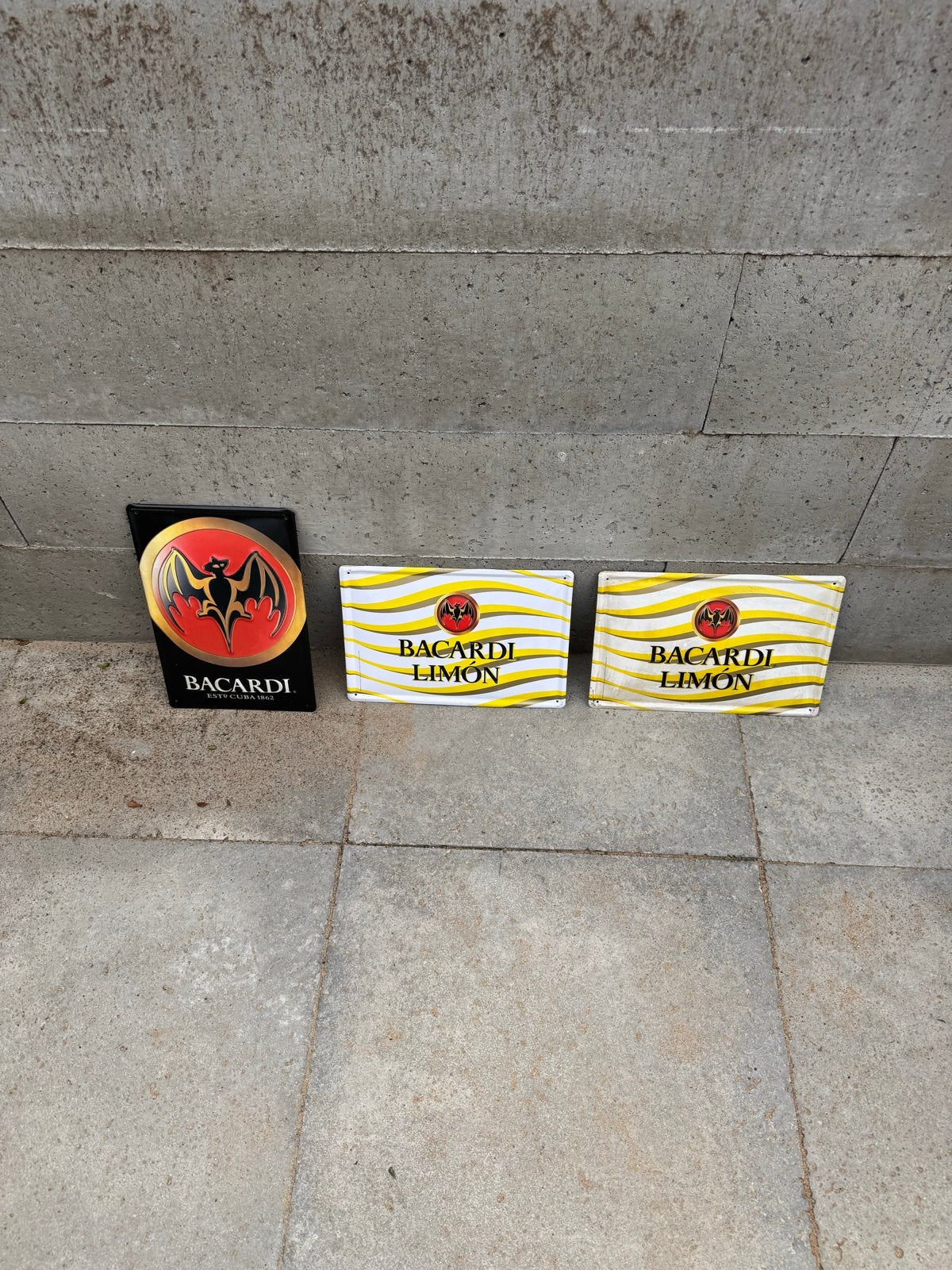 Bacardi Reclameborden - Set van 3, Verzamelen, Ophalen of Verzenden, Gebruikt, Reclamebord