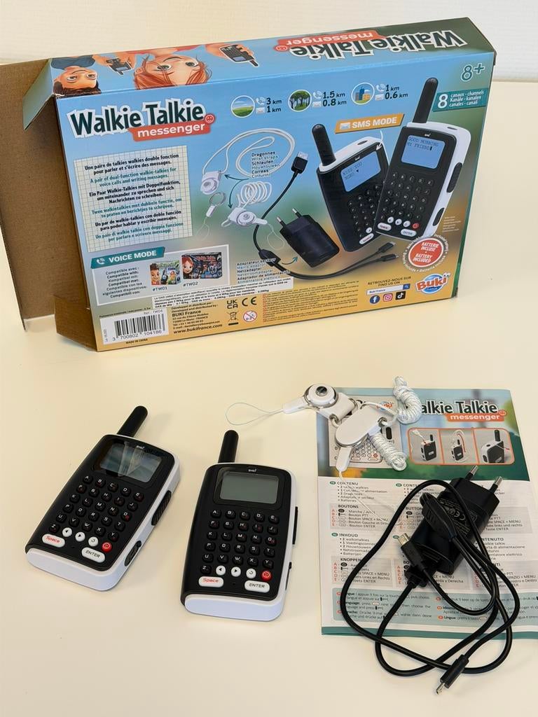 Buki Walkie Talkie Messenger kinder Set Oplaadbaar 3KM NIEUW, Nieuw, Ophalen of Verzenden, H, Portofoon of Walkie-talkie