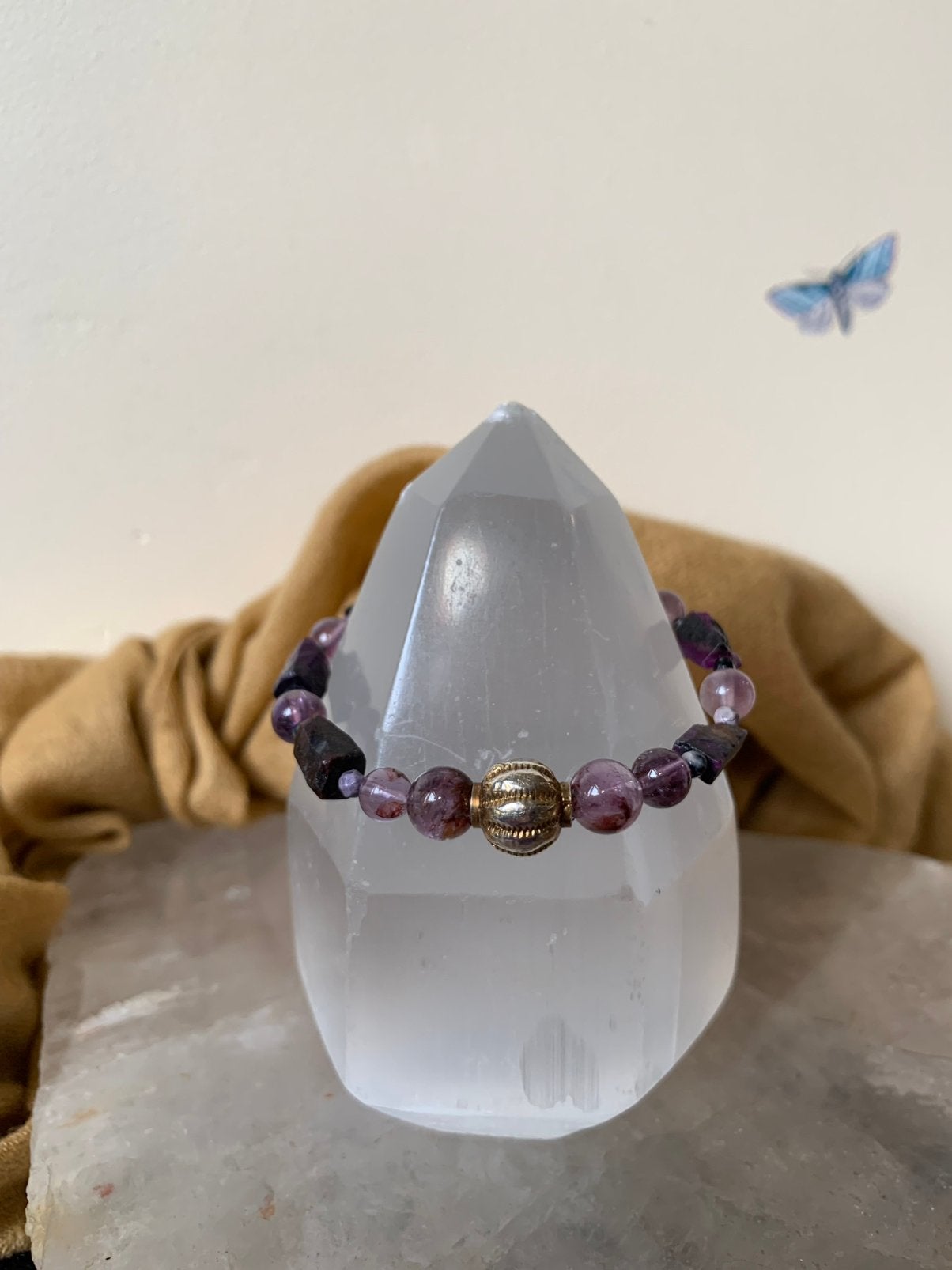 Sugiliet auraliet zilver hoge trilling healing zeldzaam, Met bedels of kralen, Paars, Magnolia11, Nieuw