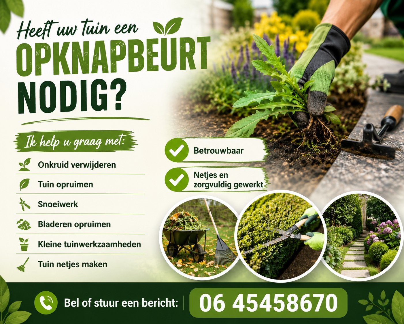 Tuin onderhoud aangeboden, Ophalen of Verzenden, Zo goed als nieuw, Minder dan 10 m²