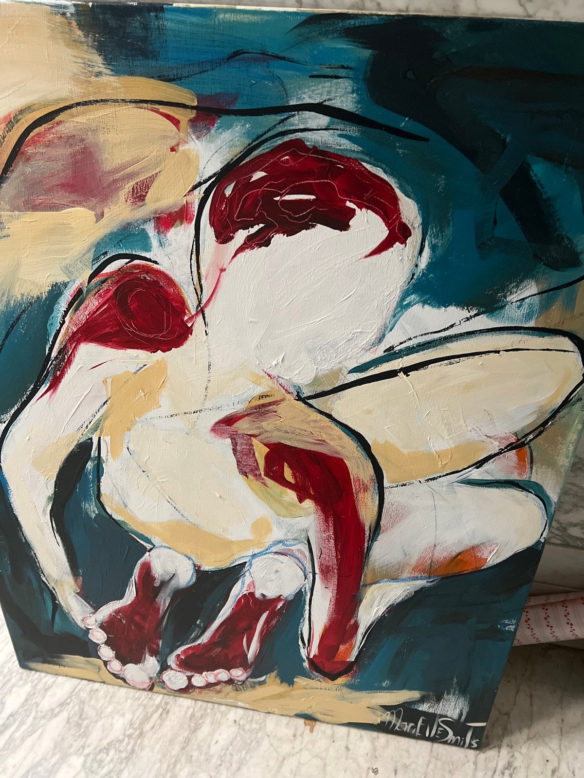Prachtig  schilderij van M Smits, Antiek en Kunst, Kunst | Schilderijen | Abstract, Ophalen of Verzenden