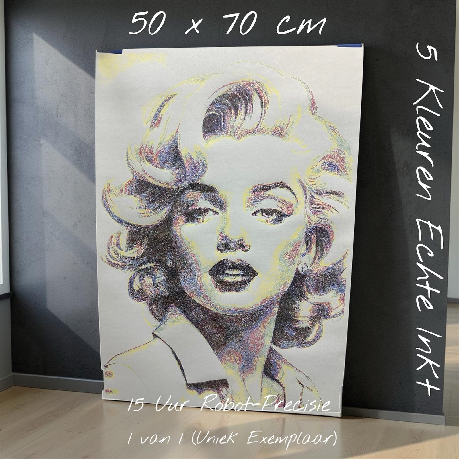 Exclusieve High-Tech Pop-Art Portretten 50x70 cm, Verzenden, Overige typen, Pentekening, Handgemaakt