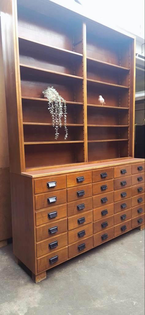 XXL Buffetkast Wandkast Apothekerskast- 30 lades uit Berlijn, Ophalen, 25 tot 50 cm, Vintage, 200 cm of meer