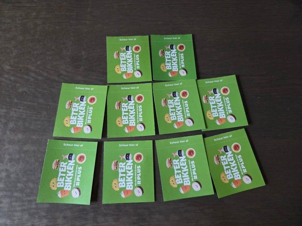10 dichte Beter bikken Plus supermarkt pakjes met zegel, Verzamelen, Plus, Ophalen of Verzenden