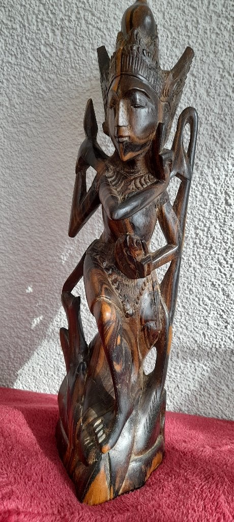 Betoverende Legong Danseres – Balinees Meesterwerk, Verzenden, Handgemaakt, 20 - 50 cm, Beeld