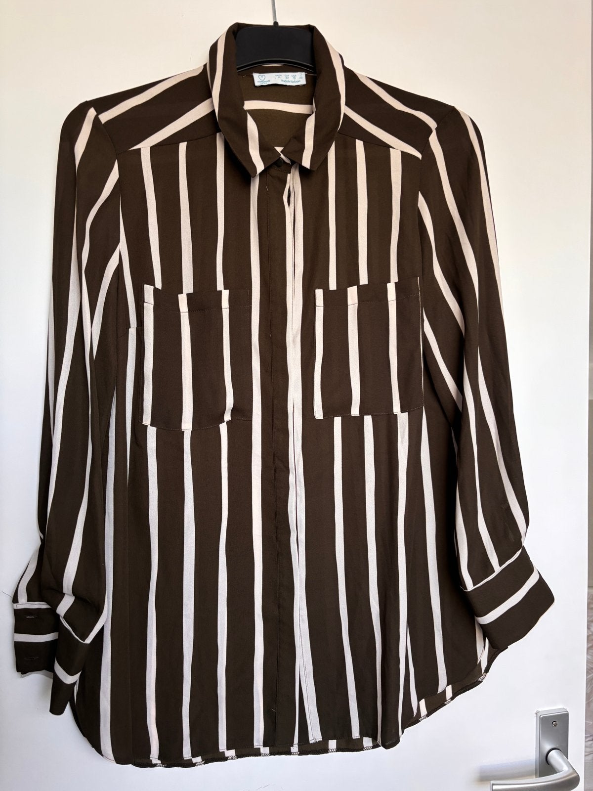 Primark gestreepte blouse maat 42, Ophalen of Verzenden, Zo goed als nieuw, Maat 42/44 (L), Bruin
