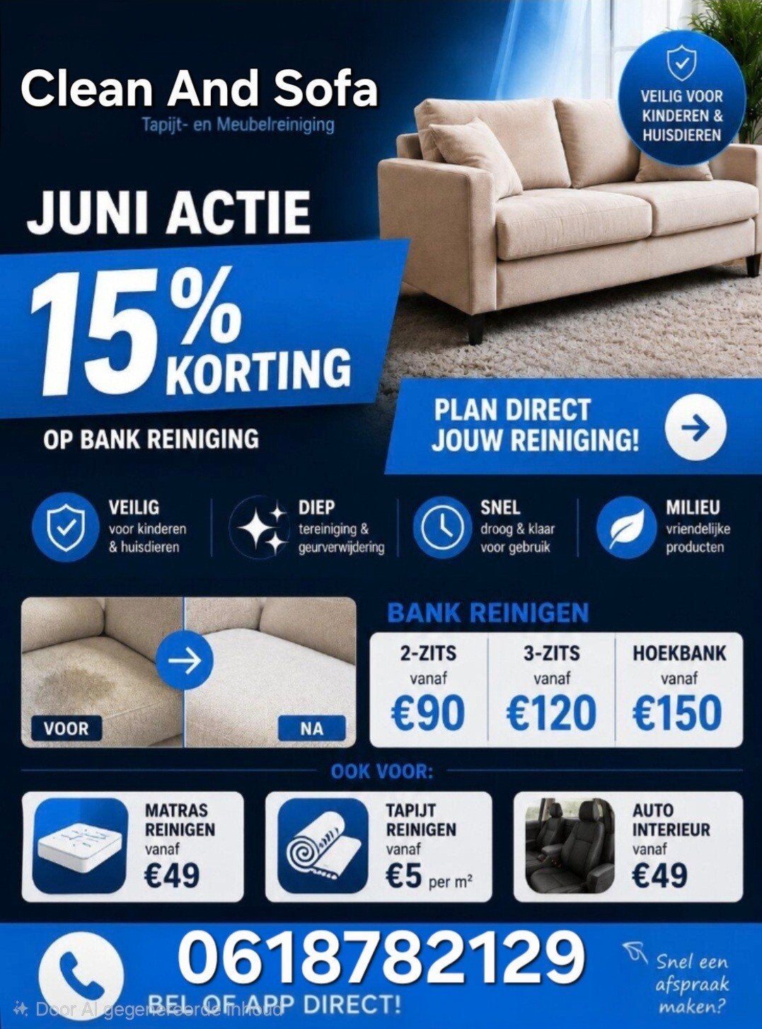Meubels diep reinigen en stomen !!!, Huis en Inrichting, Banken | Bankstellen, Gebruikt, Eenpersoons, Hoekbank, Ophalen of Verzenden