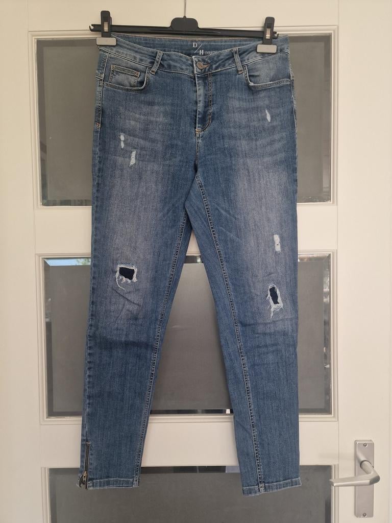 Denim Hunter jeans maat 38 met ritsjes, Ophalen of Verzenden, Zo goed als nieuw, Blauw, W30 - W32 (confectie 38/40)