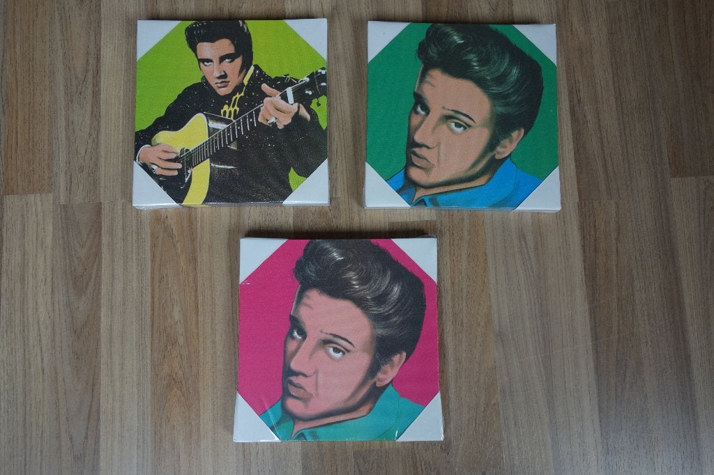 3 Schilderijen afb. Elvis Presley, Ophalen of Verzenden, Nieuw, Poster, Artwork of Schilderij