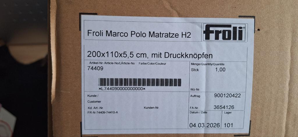 Froli matras Mercedes Marco Polo 2018+ bovenbed uitzetdak, Caravans en Kamperen, Camper-accessoires, Ophalen of Verzenden