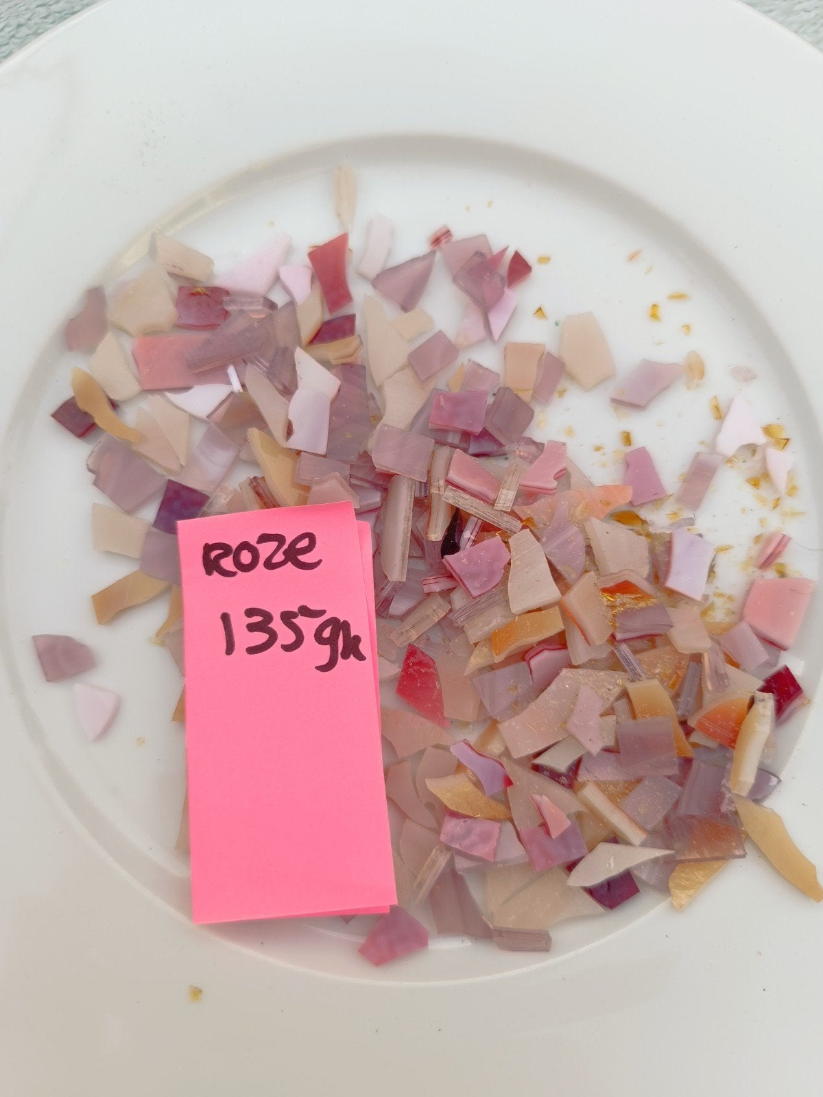 Roze mozaïek glas - 135 gram, Ophalen of Verzenden, Gebruikt