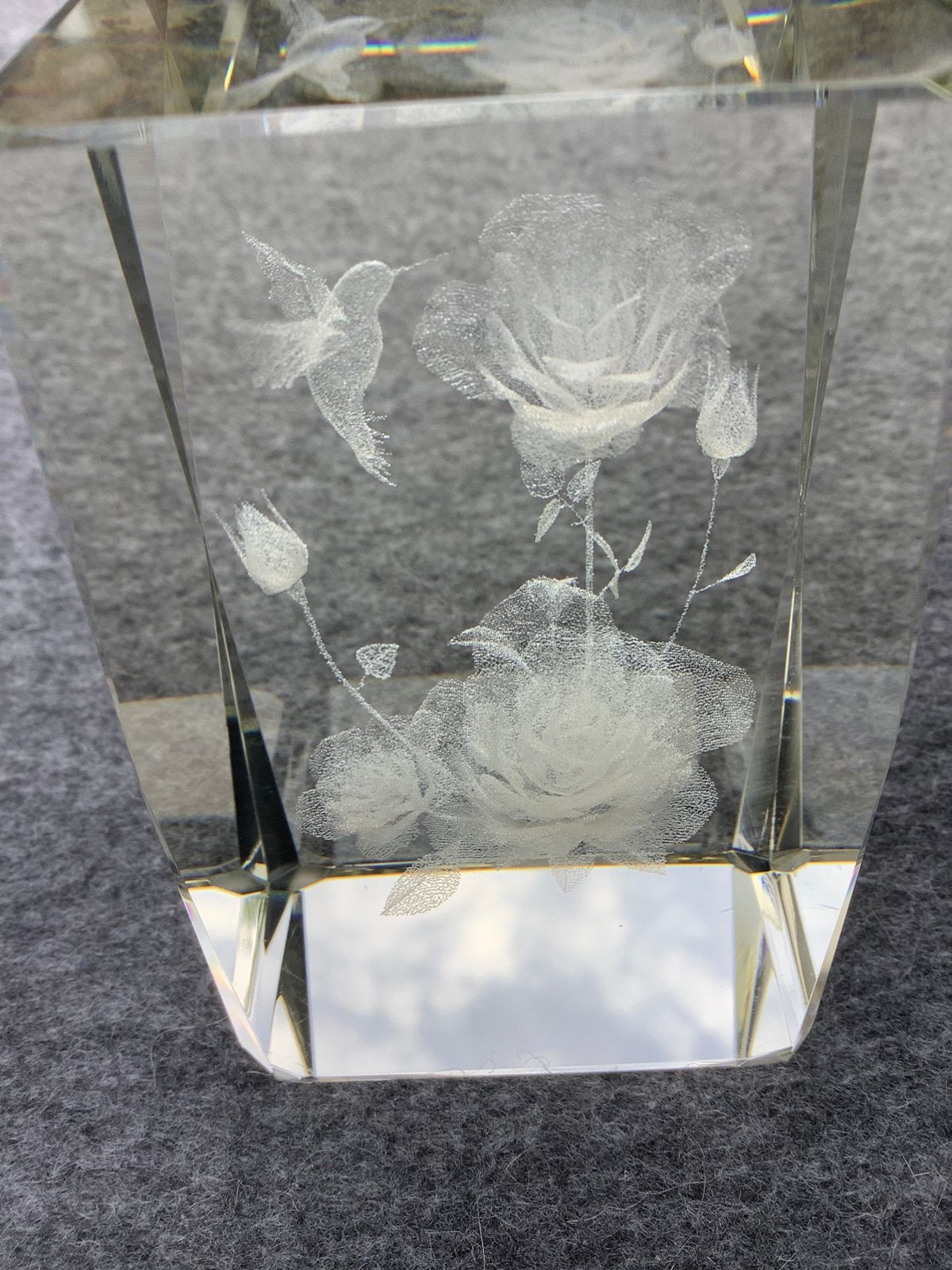 3D Laser Kristalglas - Rozen + kolibrie - K9 Optisch Kristal, Ophalen of Verzenden, Zo goed als nieuw, Overige typen