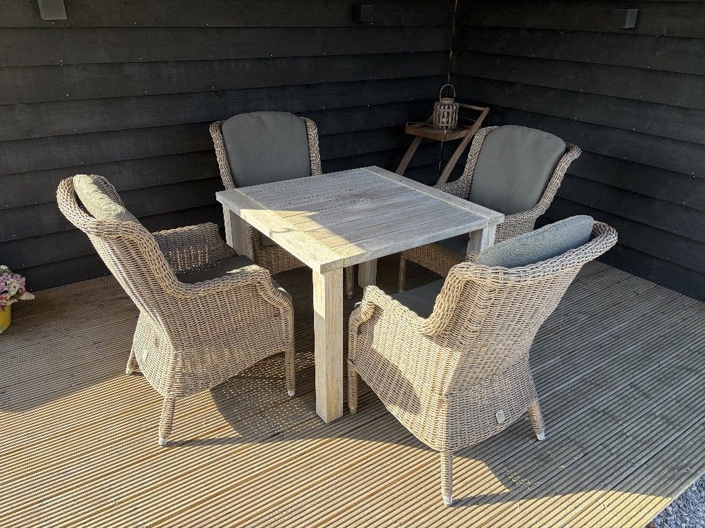 Tuinset 4SO  4 tuinstoelen en tafel, Tuin en Terras, Ophalen, 4 zitplaatsen, Gebruikt, Wicker