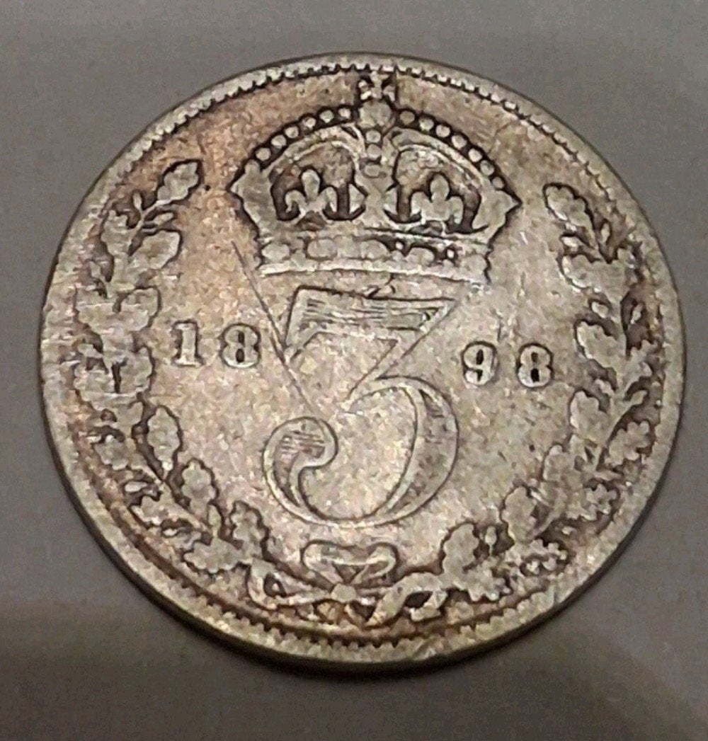 Zilveren munt Groot-Brittannië - 3 Pence 1898 (Koningin Vict, Ophalen of Verzenden, Zilver
