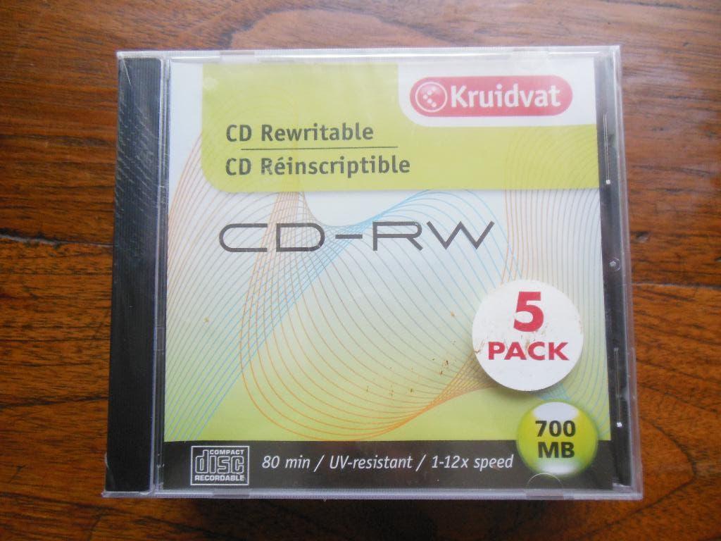 cd-rw cd rewritable 5 pack kruidvat 700mb, Ophalen of Verzenden, Nieuw, Overige typen, Herschrijfbaar