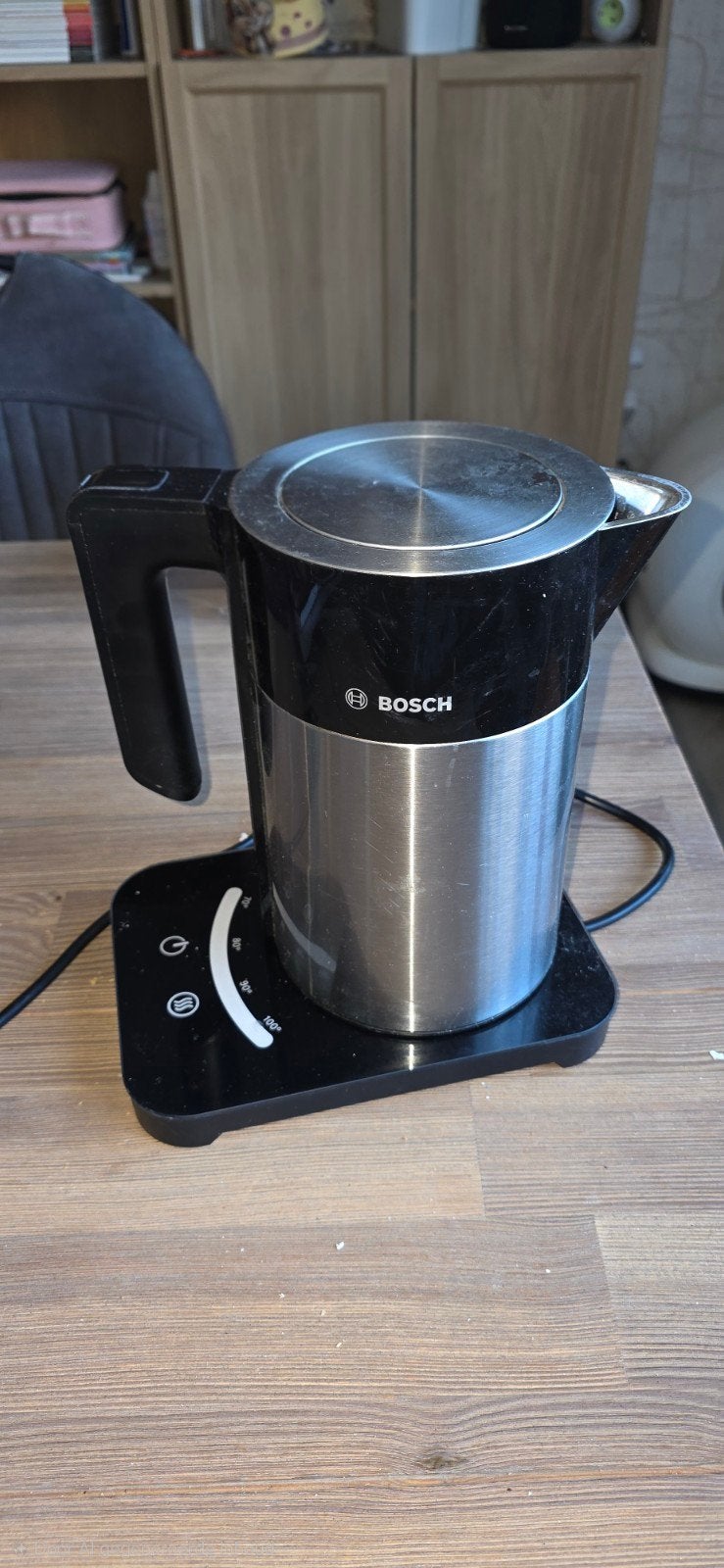Bosch waterkoker met temperatuurregeling, 1 tot 2 liter, Ophalen, Gebruikt, Rvs