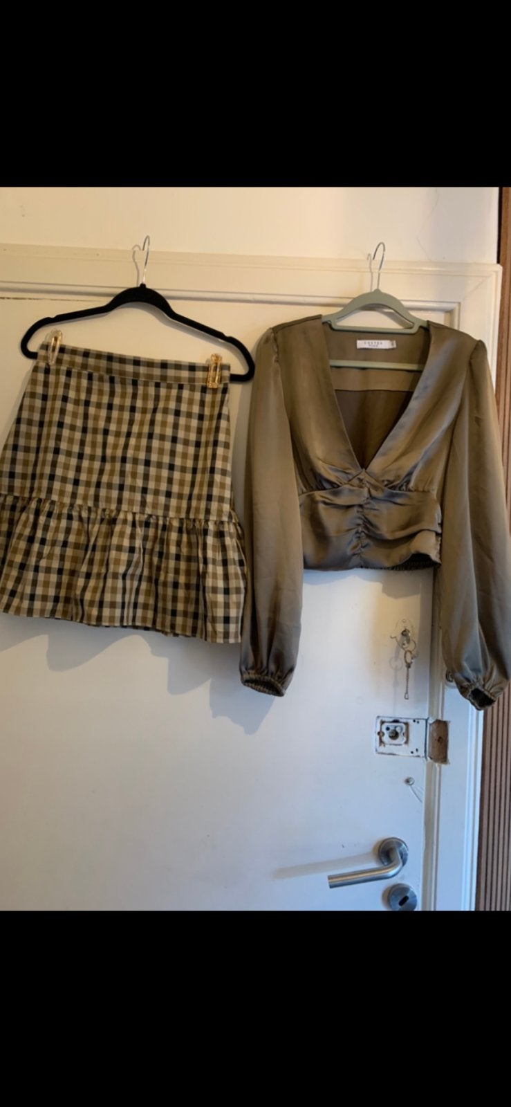 H&M Blouse en geruite rok, maat 36, Ophalen of Verzenden, Gedragen, Maat 36 (S), Groen