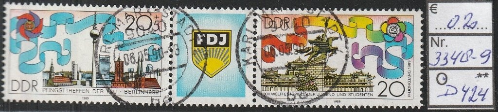 DDR FDJ Michel 3348-9 Nr.D424g, Verzenden, DDR, Gestempeld