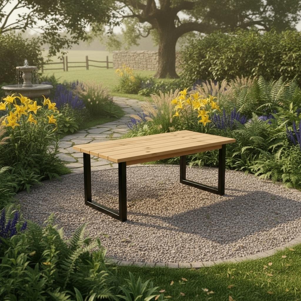 Tuintafel Douglas Hout | Stalen U, X, A Poten | Alle Maten, Verzenden, Nieuw, Rechthoekig, Hout