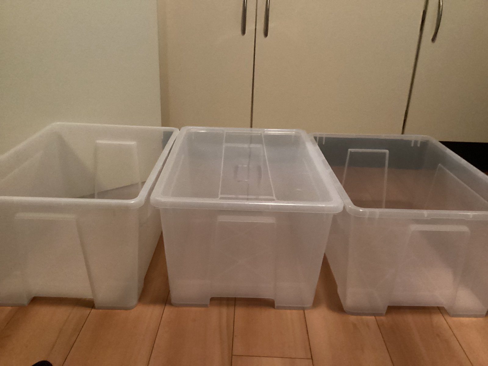 3 bakken van  Ikea, 2 zonder deksel en 1 met deksel, Ophalen, Gebruikt, 50 tot 75 cm, Minder dan 35 cm