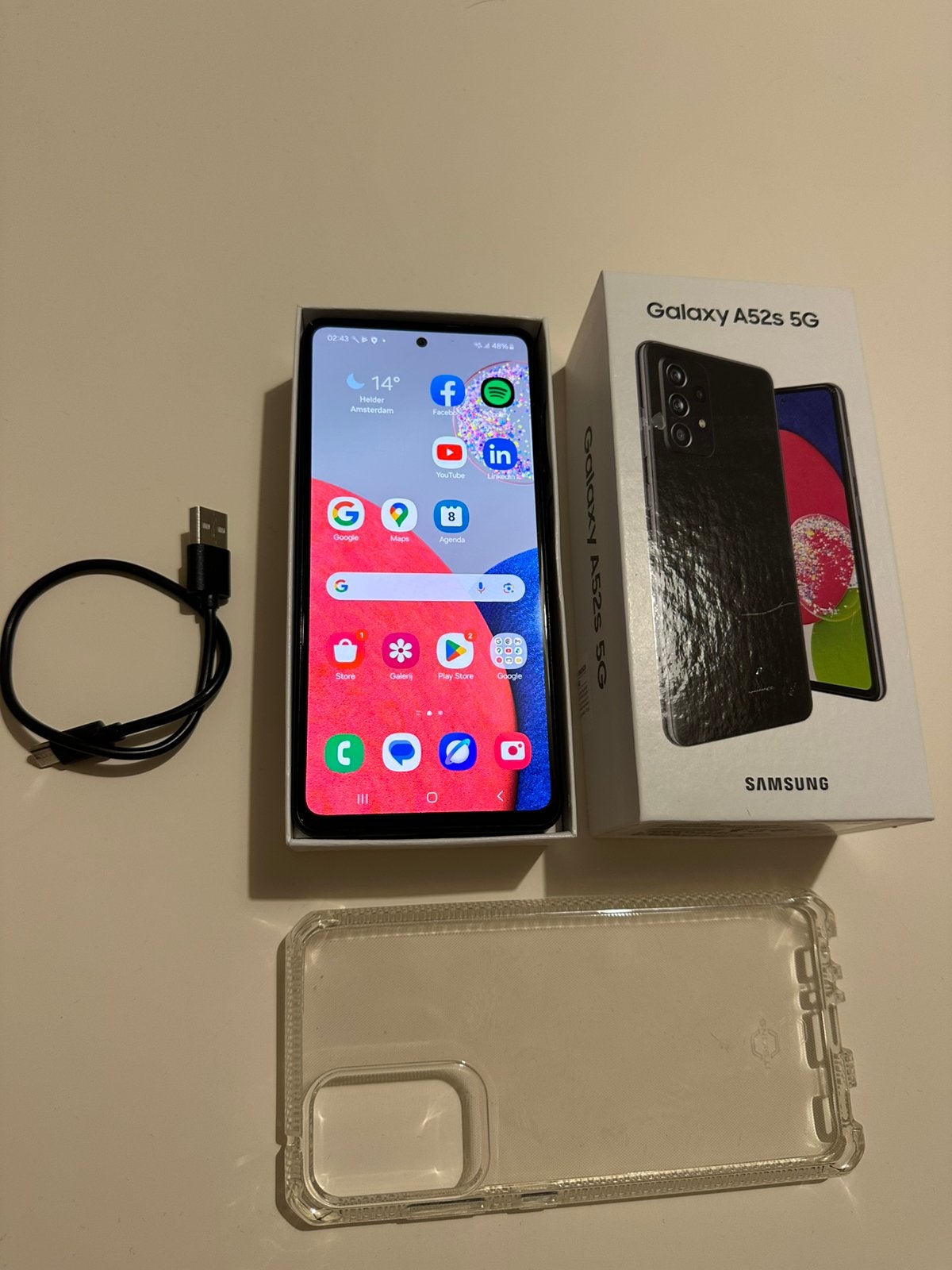 Bijna nieuwe Samsung a52s 5G - 128GB | Doos + Oplader, Telecommunicatie, Mobiele telefoons | Samsung, Zwart, Touchscreen, Ophalen of Verzenden