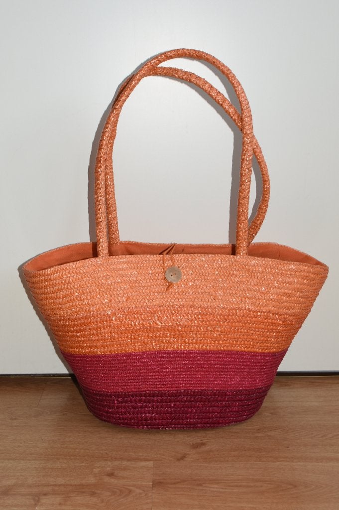 Leuke rieten strandtas / boodschappenmand tas shopper mand, Verzenden, Zo goed als nieuw, Beige, Shopper