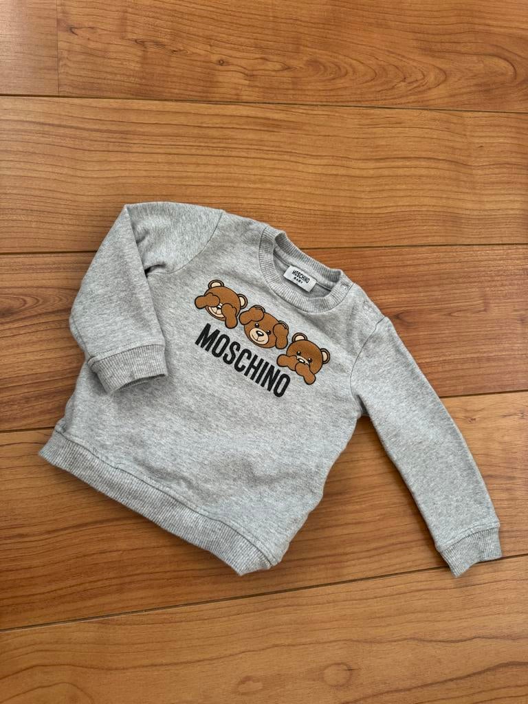 Moschino Baby trui maat 74 - Grijs met beertjes, Ophalen of Verzenden, Zo goed als nieuw, Jongetje of Meisje, Truitje of Vestje