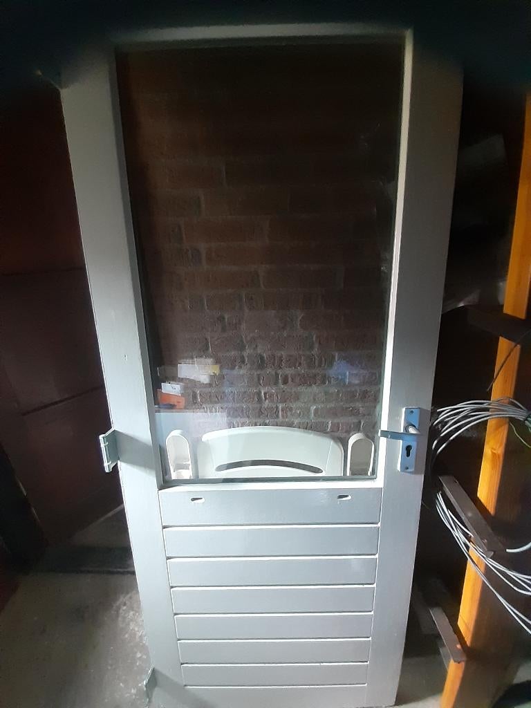 Nette hardhouten buitendeur achterdeur 83x201,5 hr++ glas, Ophalen, 80 tot 100 cm, 200 tot 215 cm, Glas