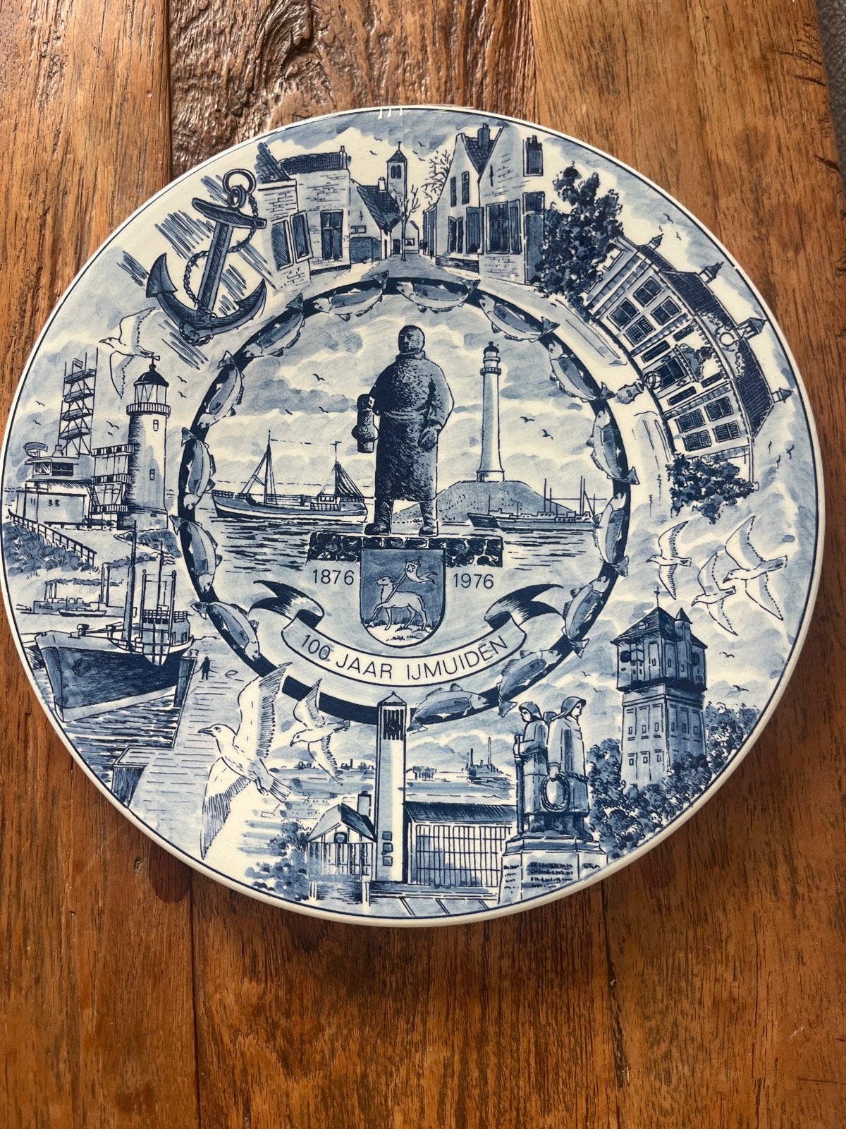 Delfts Blauw 100 Jaar IJmuiden Bord - Ben v.d. Kolk, Ophalen of Verzenden