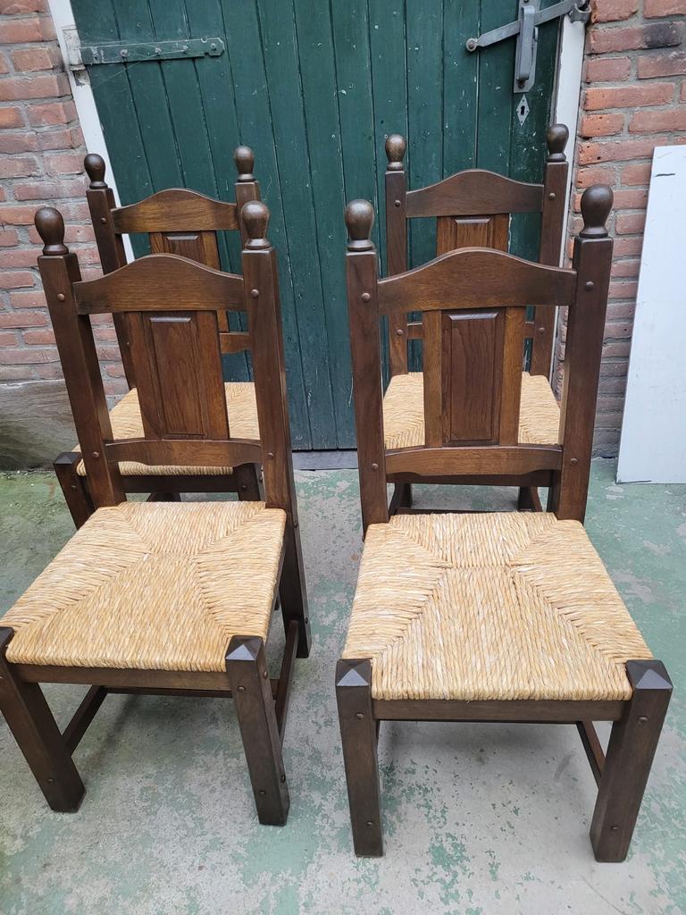 4 eiken houten stoelen met rieten zitting, Ophalen