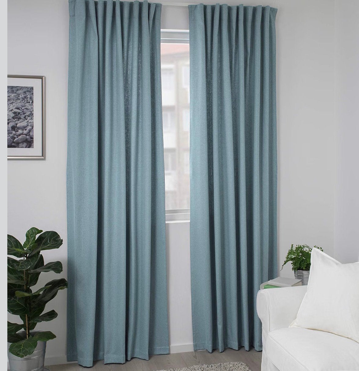 4x IKEA TIBAST BLAUWE GORDIJNEN 145 bij 238, Blauw, Ophalen of Verzenden, Zo goed als nieuw, Gordijn