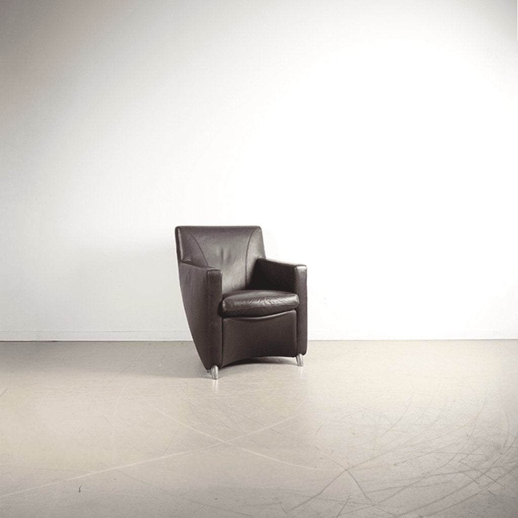 Leolux Dolcinea Fauteuil Bruin Leer - Aluminium