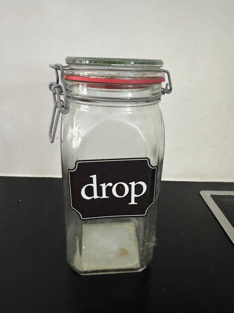 Glazen voorraadpot met beugelsluiting - 'drop', Ophalen of Verzenden, Voorraadpot, Overige merken, Glas